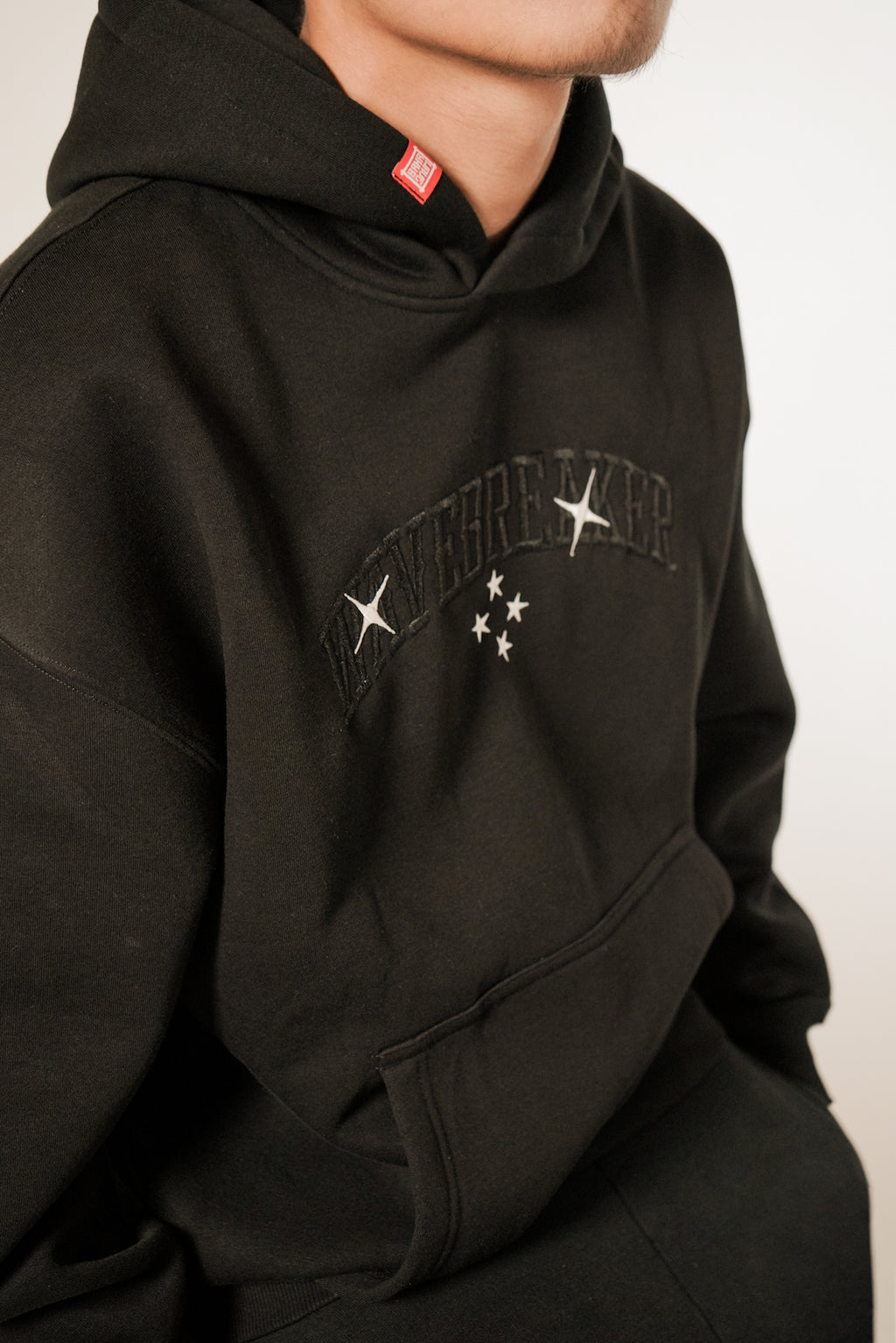 WaveBreaker 4 Star Black Embroidered Hoodie