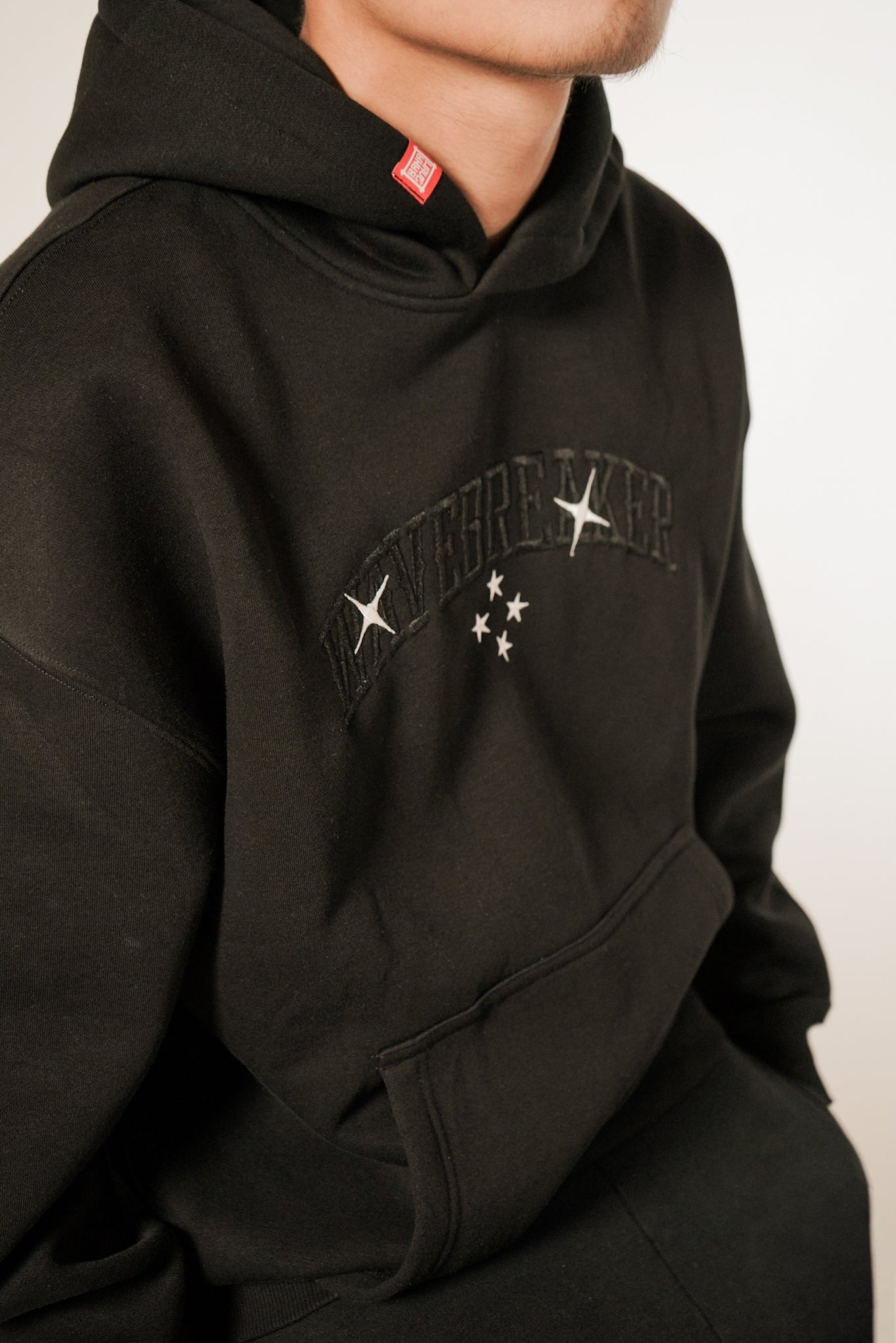 WaveBreaker 4 Star Black Embroidered Hoodie