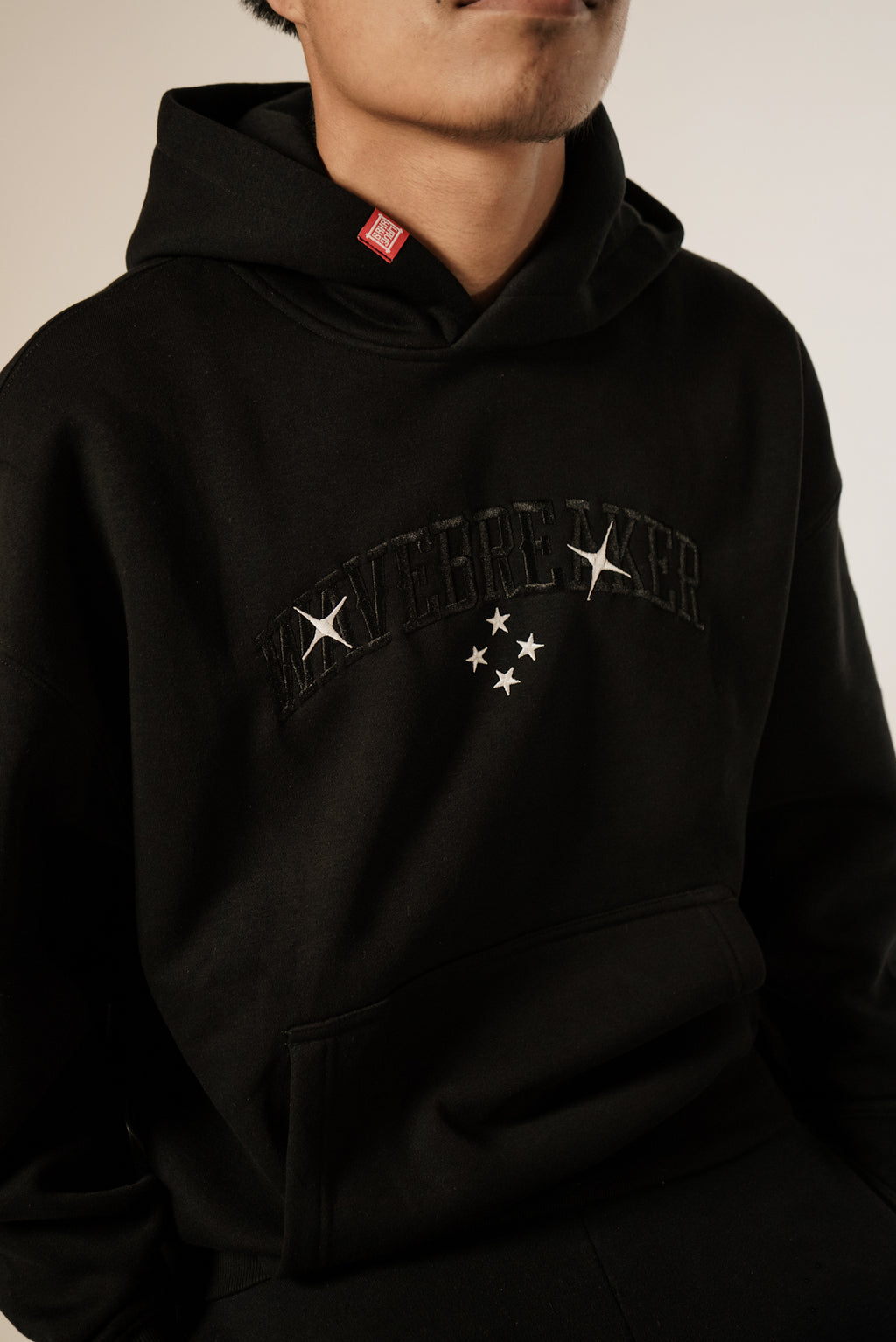 WaveBreaker 4 Star Black Embroidered Hoodie