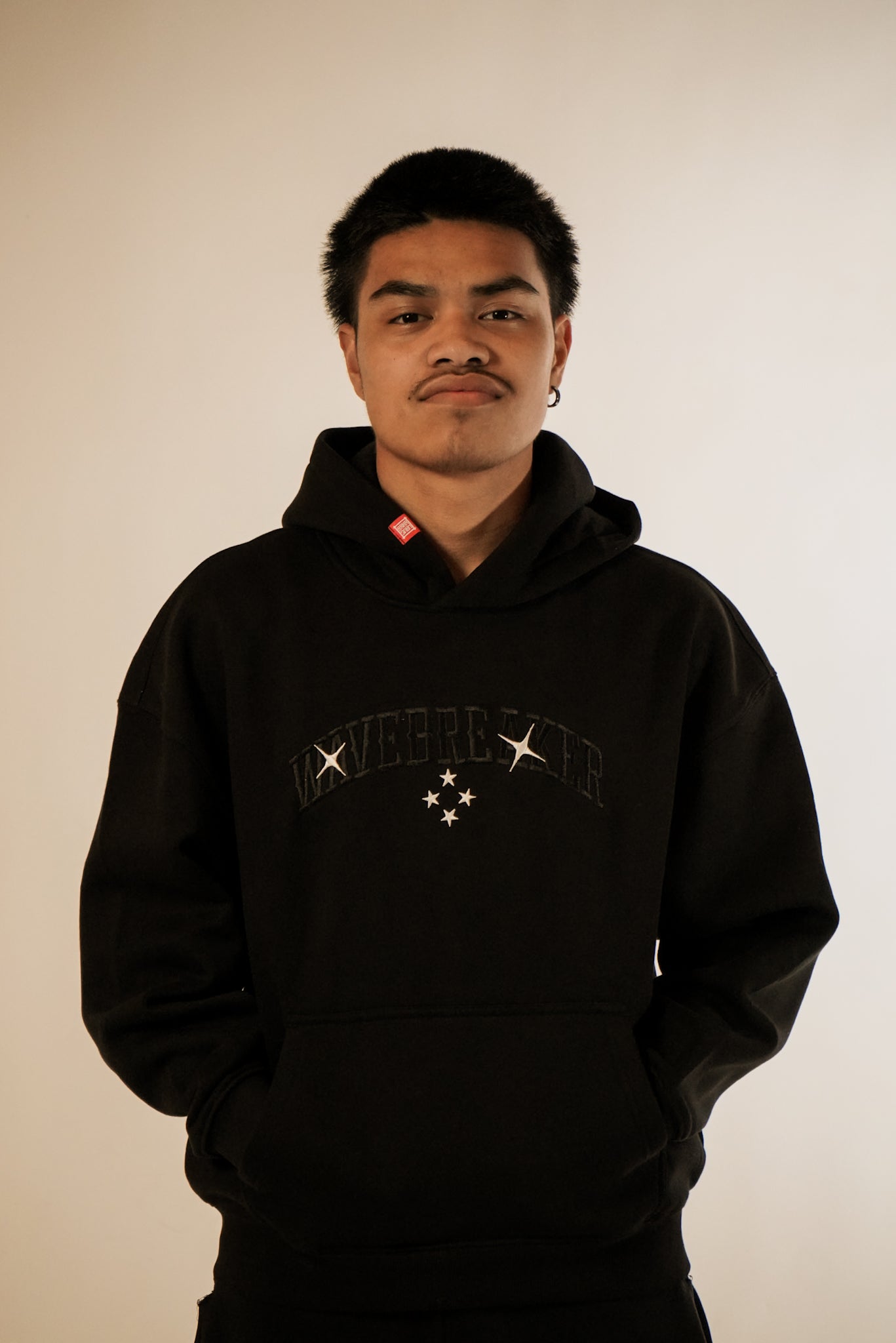 WaveBreaker 4 Star Black Embroidered Hoodie