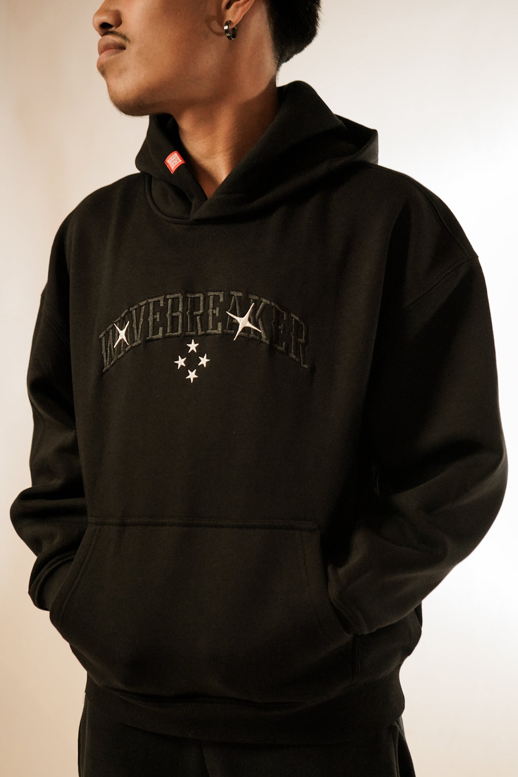 WaveBreaker 4 Star Black Embroidered Hoodie
