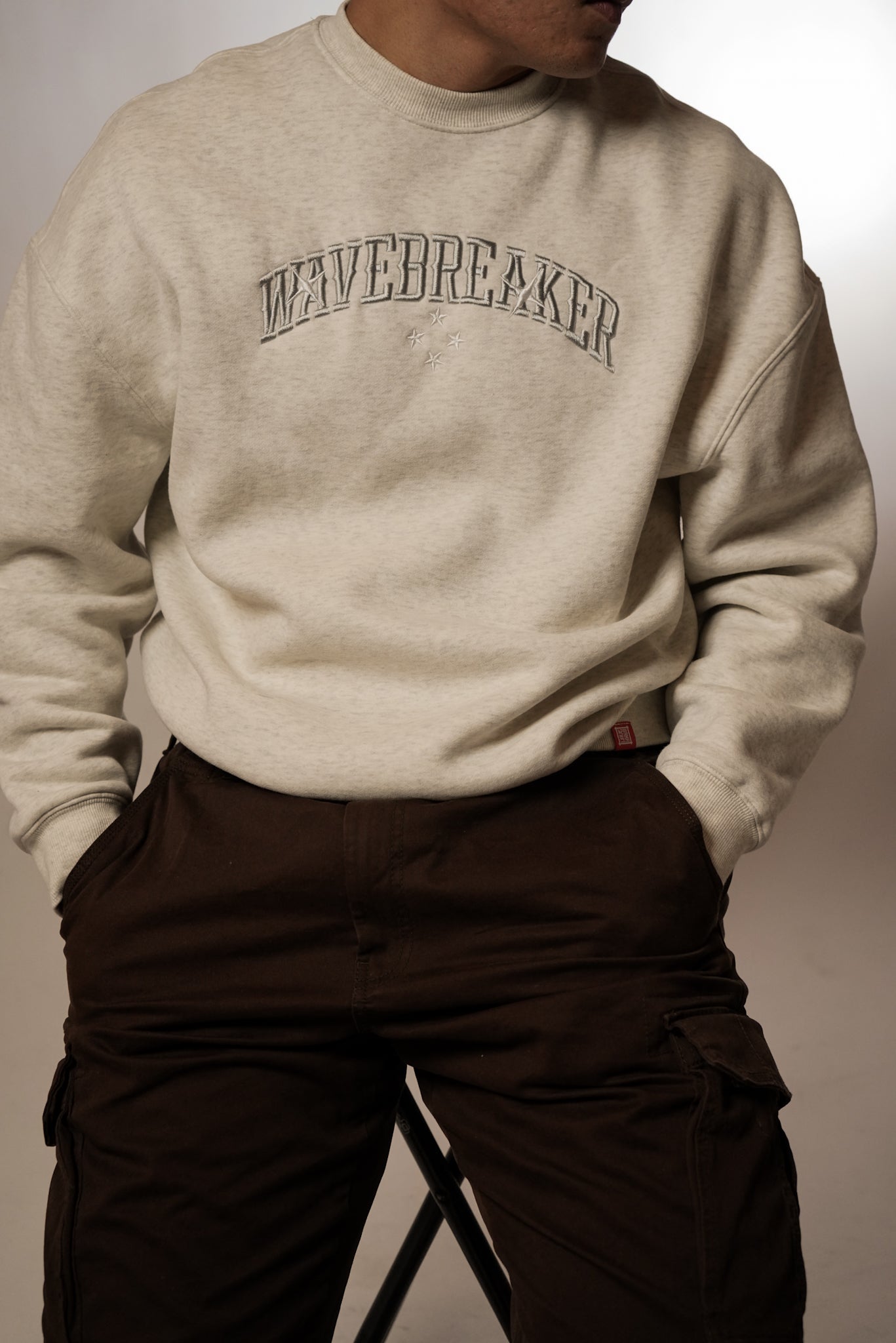 WaveBreaker 4 Star Embroidered Cropped Crewneck (SEE DESCRIPTION)